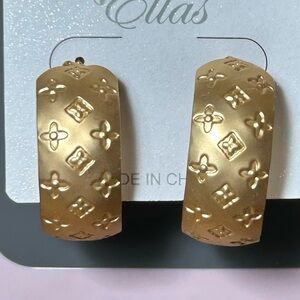 Gold Embossed Hoop Earrings